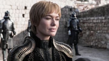The shoulders of Cersei Lannister (Lena Headey) in Game of Thrones S08E01