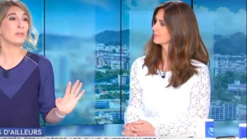 La blouse en dentelle ivoire de Caroline Munoz dans William à midi le 23.04.2019