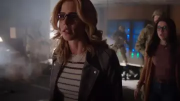 Blank NYC No Limit Suede Moto Jacket worn by Felicity Smoak (Emily Bett Rickards) in Arrow (S07E19)