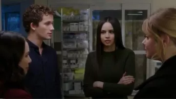 Topshop  Rib Sweater in Olive worn by Ava Jalali (Sofia Carson) in Pretty Little Liars: The Perfectionists (S01E06)