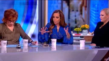 Ganni Printed silk crepe de chine maxi dress worn by Sunny Hostin on The View March 18, 2019