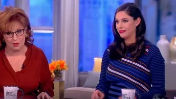 Cérémonie d'ouverture Asymétrique à rayures en mélange de coton midi robe portée par Abby Huntsman sur Le point de Vue le 25 février 2019
