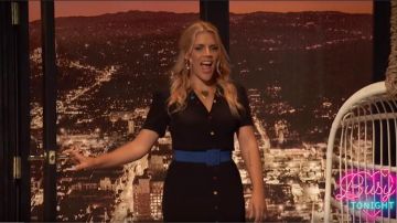 HVN Maria Pajama Midi Dress worn by Busy Philipps on Busy Tonight April 24, 2019