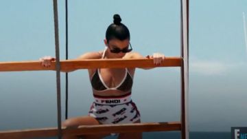 Fendi Logo Bikini Swim Set in Milk White & Tobacco worn by Herself (Kourtney Kardashian) in Keeping Up with the Kardashians (S16E03)