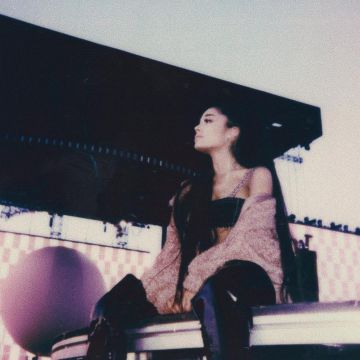 Ugg Kaley Fuzzy Faux-Fur Jacket worn by Ariana Grande on her Instagram account @arianagrande