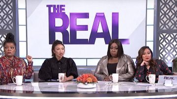 Ganni Sandrose Cotton Mini Dress worn by Jeannie Mai on The Real Talk Show (February 2019)