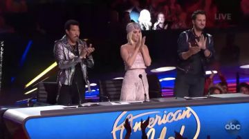 Raisa & Vanessa Embellished Shiny Palazzo Pants worn by Katy Perry on American Idol April 2019