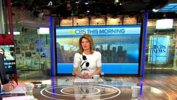 Carolina Herrera Tulip Intarsia Knit Robe portée par Norah O'Donnell sur CBS, Ce Matin, le 11 avril 2019