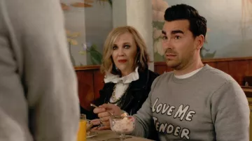 Opening Ceremony Love Me Tender Sweatshirt worn by David Rose (Dan Levy) in Schitt's Creek (S02E01)