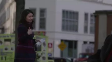 Ted Baker Fredye Check Long Wrap Coat worn by Marissa Gold (Sarah Steele) in The Good Fight (S03E08)