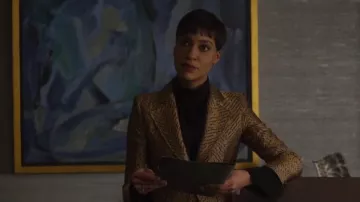 Emporio Armani One Button Animal Jacquard Jacket usado por Lucca Quinn (Cush Jumbo) en The Good Fight (S03E08)
