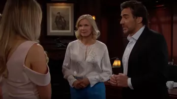 Theory Nature Silk Chiffon Tunic worn by Brooke Logan (Katherine Kelly Lang) as seen on The Bold and the Beautiful (S32E155) May 2, 2019