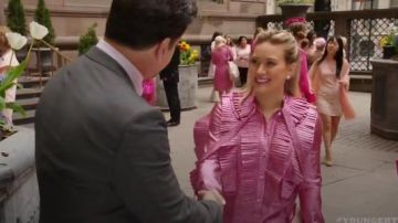 Gucci Lurex Pleated Dress worn by Kelsey Peters (Hilary Duff) in Younger (S04E04)