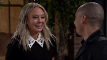 Maje Tabia T-shirt porté par Melissa Ordway comme on le voit dans les Jeunes et Les Agités avril 2019