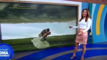 Carven Metallic Mini Skirt worn by Ginger Zee on CBS This Morning May 3, 2019