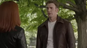 Brown Leather Jacket worn by Steve Rogers (Chris Evans) as seen in Cap­tain Amer­ica: The Win­ter Sol­dier