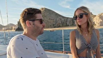 MDS Stripes Clair corbata recortada a rayas jersey de algodón usada por ella misma (Kristin Cavallari) en Very Cavallari (S02E08)