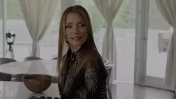 La chemise noire imprimé palmiers Victoria Beckham portée par Dominique Deveraux (Michael Michele) dans Dynastie (S02E20)