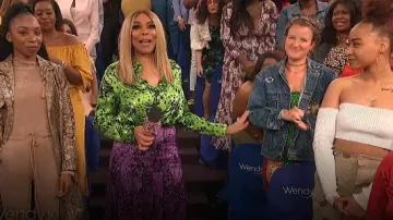 Escada Purple silk printed skirt worn by Wendy Williams  on The Wendy Williams Show May 09,2019