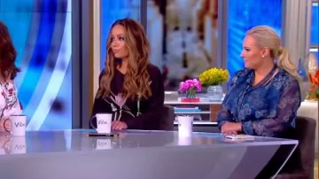 Elie Tahari Trellis Poppy Print Blouse worn by Meghan McCain on The View May 09,2019