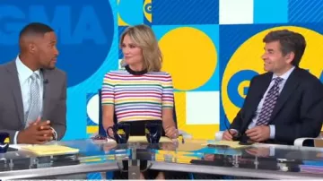 Boden Multicolore Maille Tee porté par Amy Robach sur Good Morning America Peut 10,2019