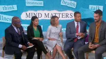 Eliza J Embroidered Floral Fit & Flare Dress worn by Dylan Dreyer in Today