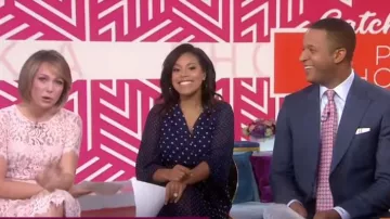 Eliza J Long Sleeve Chiffon Midi Dress worn by Sheinelle Jones on Today May 8; 2019