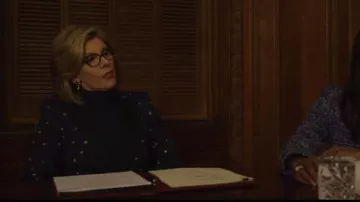 Escada Night Sky Jacquard Jacket worn by Diane Lockhart (Christine Baranski) in The Good Fight (S03E09)