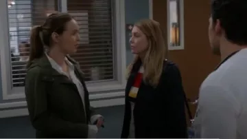 Victoria Beckham cotton blend striped sweater worn by Dr. Meredith Grey (Ellen Pompeo) in Grey's Anatomy (S15E24)