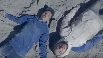 The sweatshirt blue hoody worn by Bigflo in the clip On the moon from Bigflo & Oli