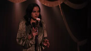 Gold dress Ba&sh of Veronica Lodge (Camila Mendes) in Riverdale (S03E21)