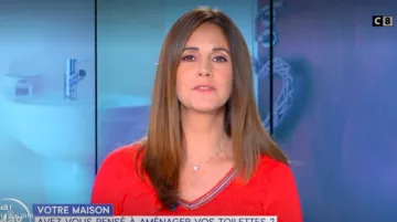 Le pull fin ajusté col V bijoux de Caroline Munoz dans William à midi le 14.05.2019