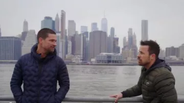 Adidas Quilted Bomber Jacket worn by Nick Porter (Warren Christie) in The Village (S01E09)