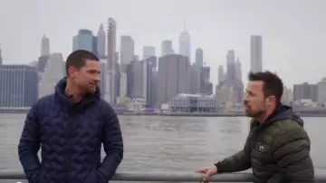 Adidas Quilted Bomber Jacket worn by Nick Porter (Warren Christie) in The Village (S01E09)