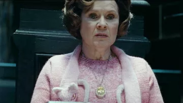 The locket of Salazar Slytherin worn by Dolores Umbridge (Imelda Staunton) in Harry Potter