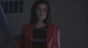 The leather jacket red Pam & Gela of Aria Montgomery (Lucy Hale) in Pretty Little Liars