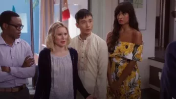 Asos Golden Floral Bardot Midi Dress usado por Tahani Al-Jamil (Jameela Jamil) en The Good Place (S02E04)