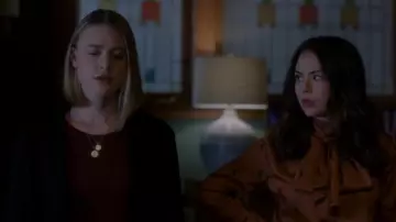 Horse Print Mock Neck Satin Top worn by Mona Vanderwaal (Janel Parrish) in Pretty Little Liars: The Perfectionists (S01E09)