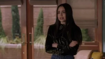 Frame Denim  Tie Neck Metallic Velvet Top worn by Ava Jalali (Sofia Carson) in Pretty Little Liars: The Perfectionists (S01E09)