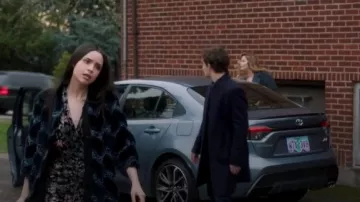 Ainea Metallic bouclé-trimmed faux fur coat worn by Ava Jalali (Sofia Carson) in Pretty Little Liars: The Perfectionists (S01E09)