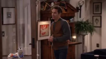 Ermenegildo Zegna en Cachemire Et cuir d'Agneau Cuir à fermeture à glissière Avant Cardigan porté par will Truman (Eric McCormack) dans will & Grace (S01E14)