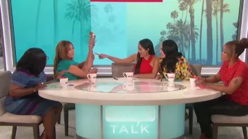 Saloni Olivia Floral Midi Dress worn by Brie Bella on The Talk May 17,2019