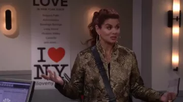 Etro Jacquard Flare Topper Manteau porté par Karen Walker (Megan Mullally) dans will & Grace (S02E18)