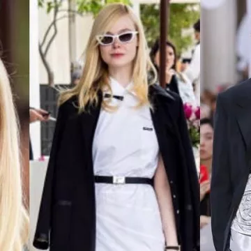 El vestido blanco de camisa larga Miu Miu de Elle Fanning el 20 de mayo de 2019 en el Festival de Cine de Cannes