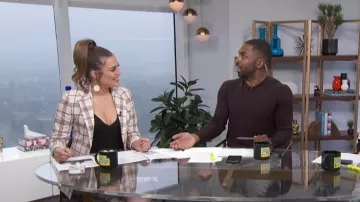 Maje  Vanilla Check Blazer worn by Carissa Loethen Culiner on E! News May 16,2019