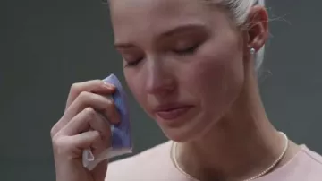 Pearl Button Ball Stud Earrings worn by Anna (Sasha Luss) in Anna