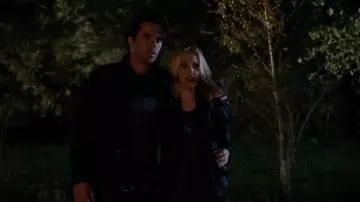 Vince Leather Scuba Jacket worn by Dakota (Leslie Bibb) in About a Boy (S02E07)