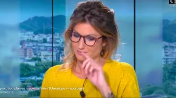Le pull jaune de Caroline Ithurbide dans William à midi emission du 20.05.2019