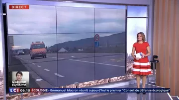 El vestido rojo y blanco usado por Pascale de la Tour du Pin en La Matinale de LCI del 23 de mayo de 2019