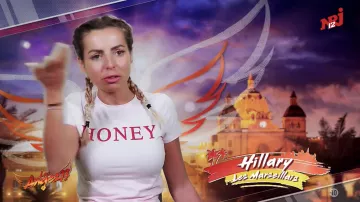 The white t-shirt Honey worn by Hillary in The Angels 11 Episode 85